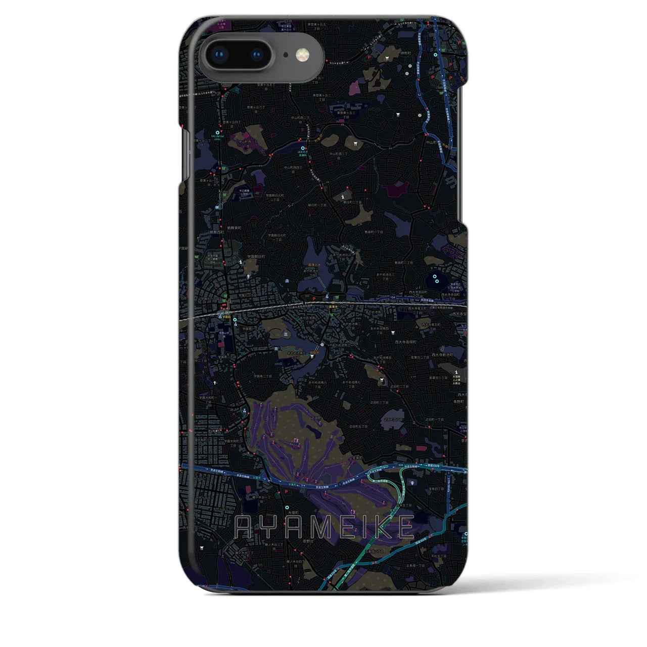 【菖蒲池(奈良県)】地図柄iPhoneケース(バックカバータイプ)