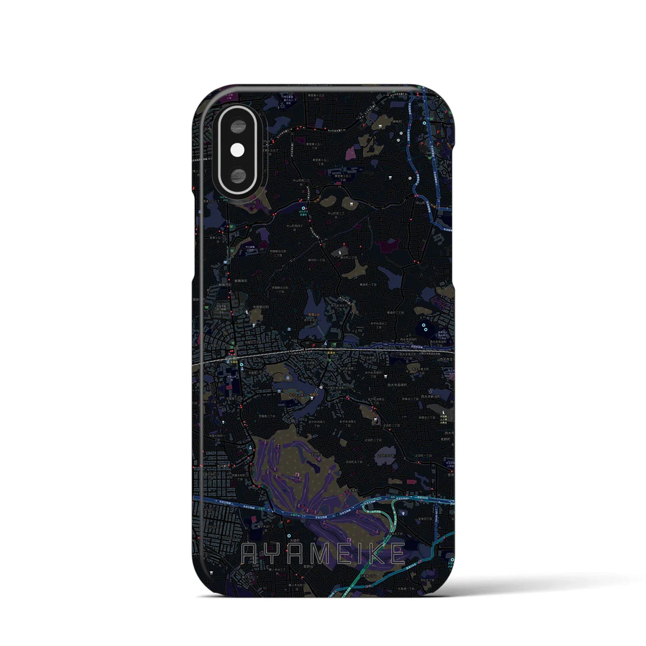 【菖蒲池(奈良県)】地図柄iPhoneケース(バックカバータイプ)