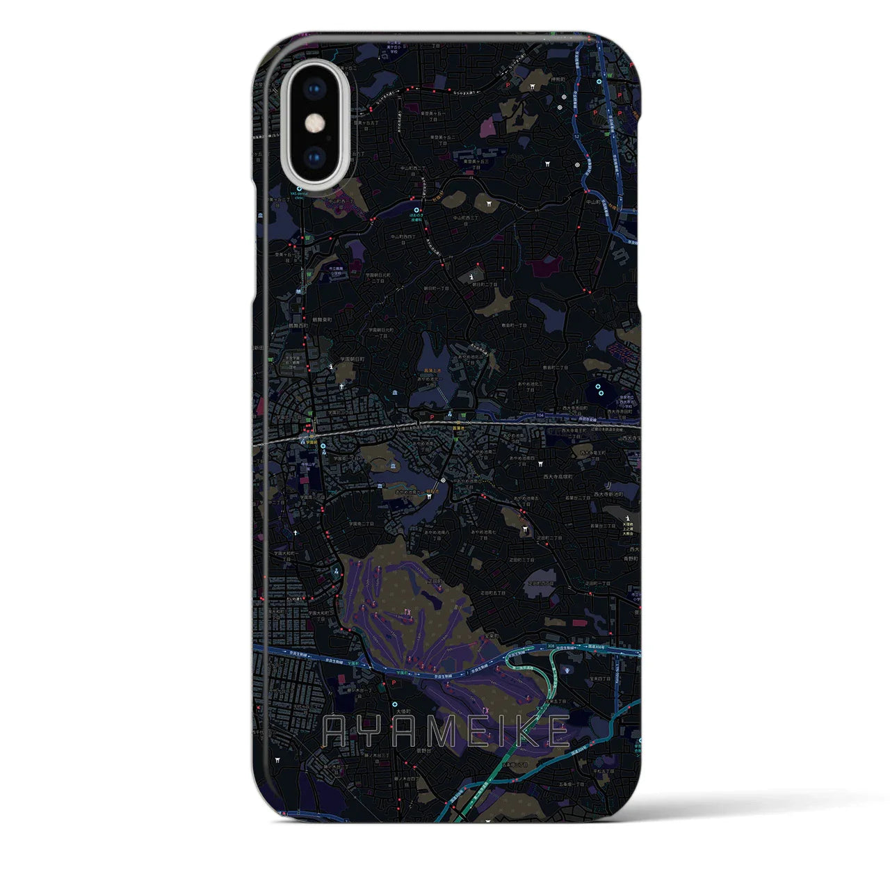 【菖蒲池(奈良県)】地図柄iPhoneケース(バックカバータイプ)