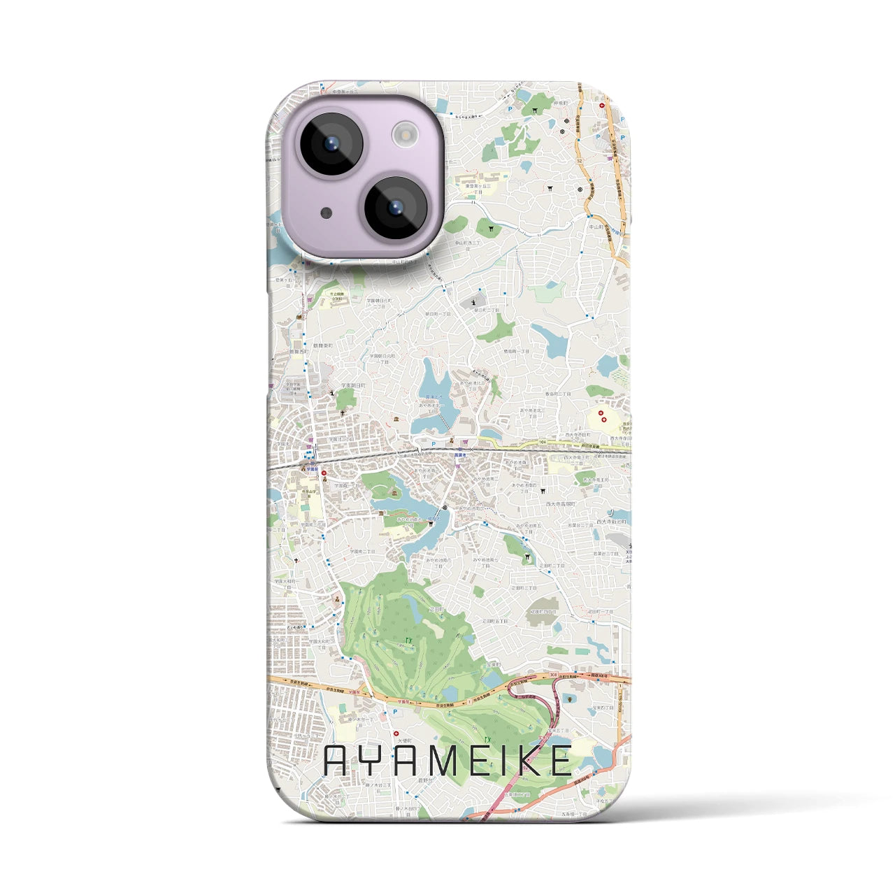 【菖蒲池(奈良県)】地図柄iPhoneケース(バックカバータイプ)