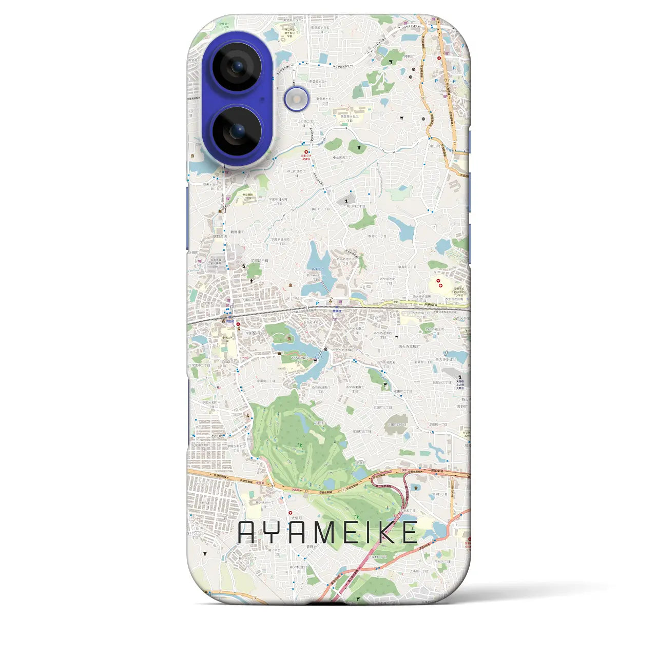 【菖蒲池(奈良県)】地図柄iPhoneケース(バックカバータイプ)ブラック・iPhone 16 Pro Max 用