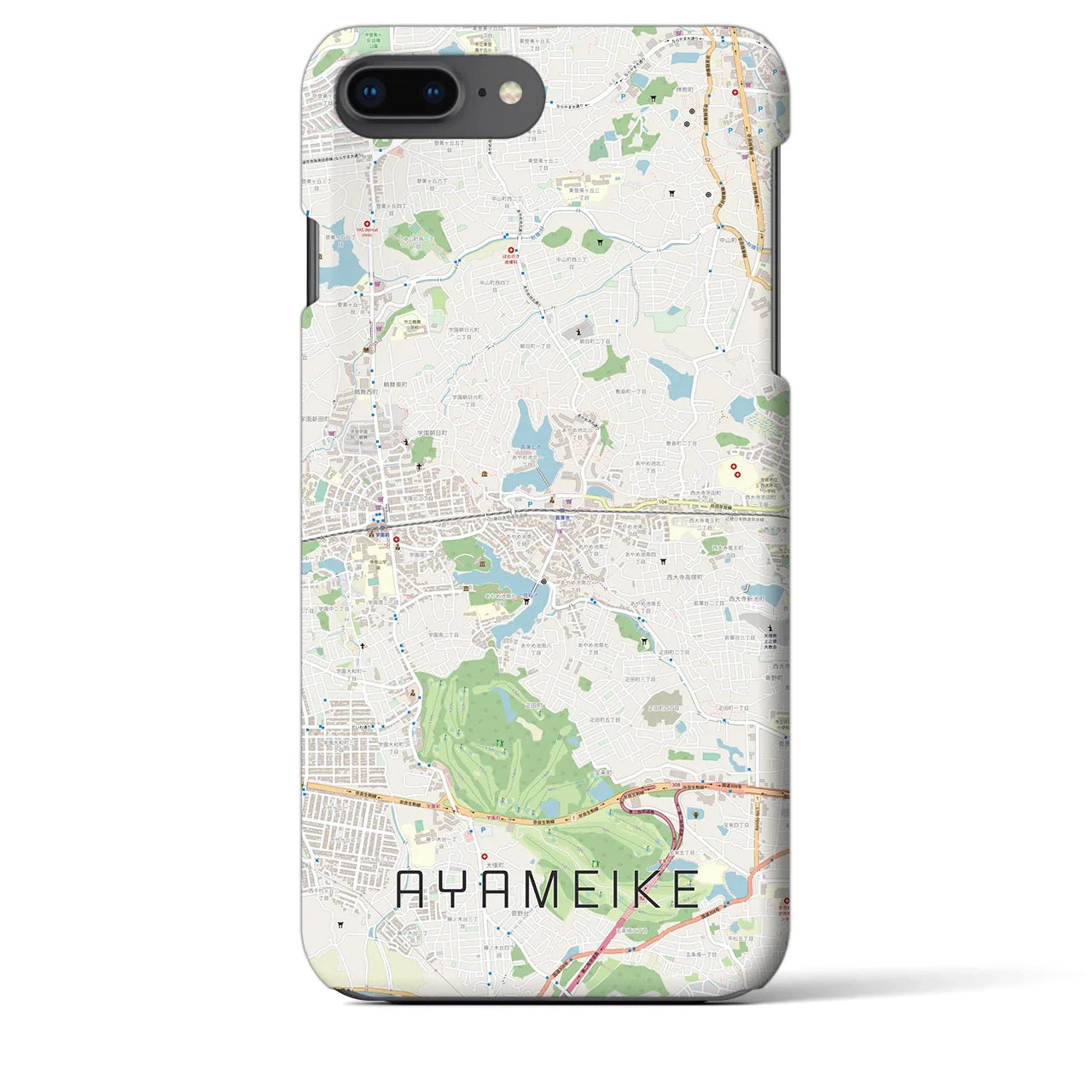 【菖蒲池(奈良県)】地図柄iPhoneケース(バックカバータイプ)