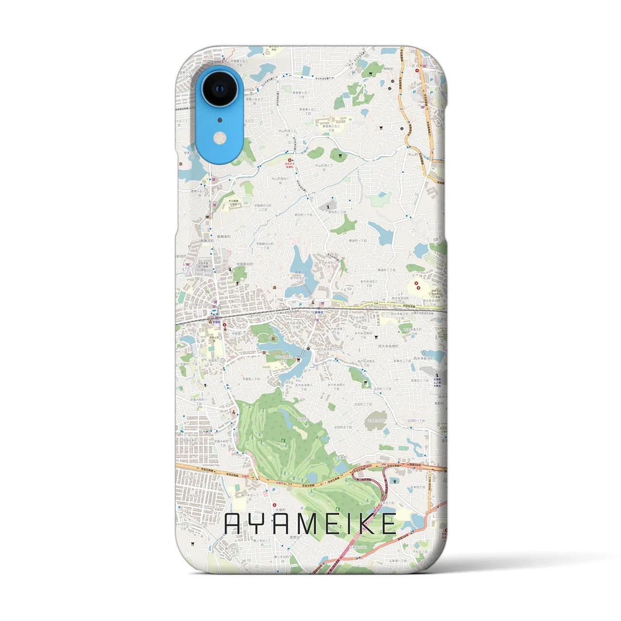 【菖蒲池(奈良県)】地図柄iPhoneケース(バックカバータイプ)