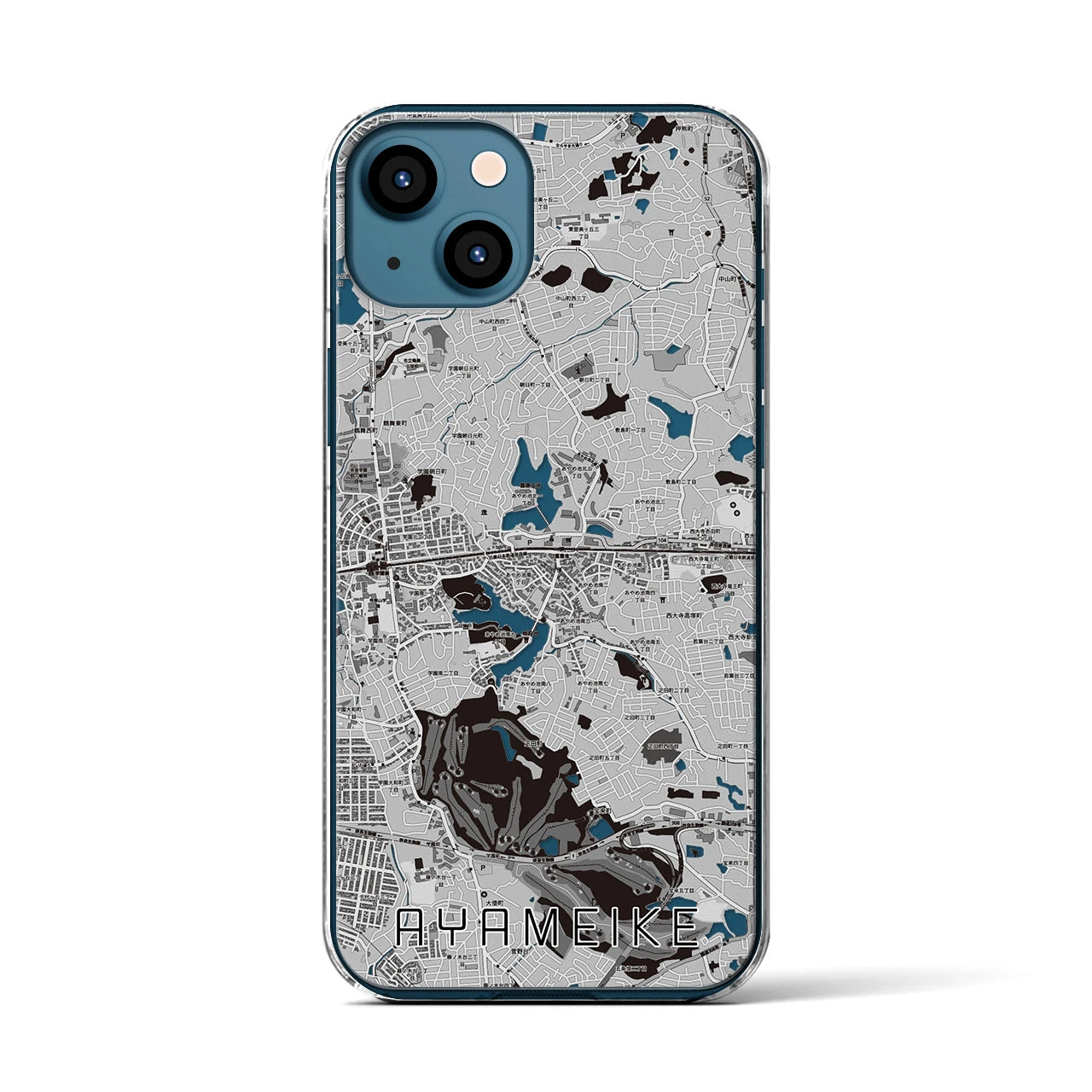 【菖蒲池(奈良県)】地図柄iPhoneケース(クリアタイプ)