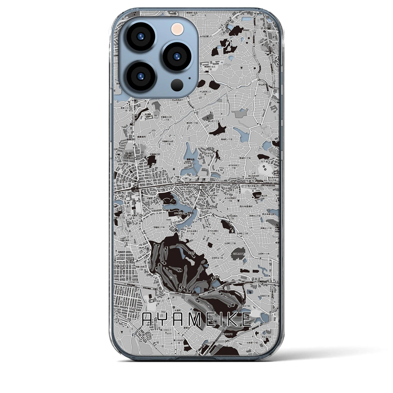 【菖蒲池(奈良県)】地図柄iPhoneケース(クリアタイプ)