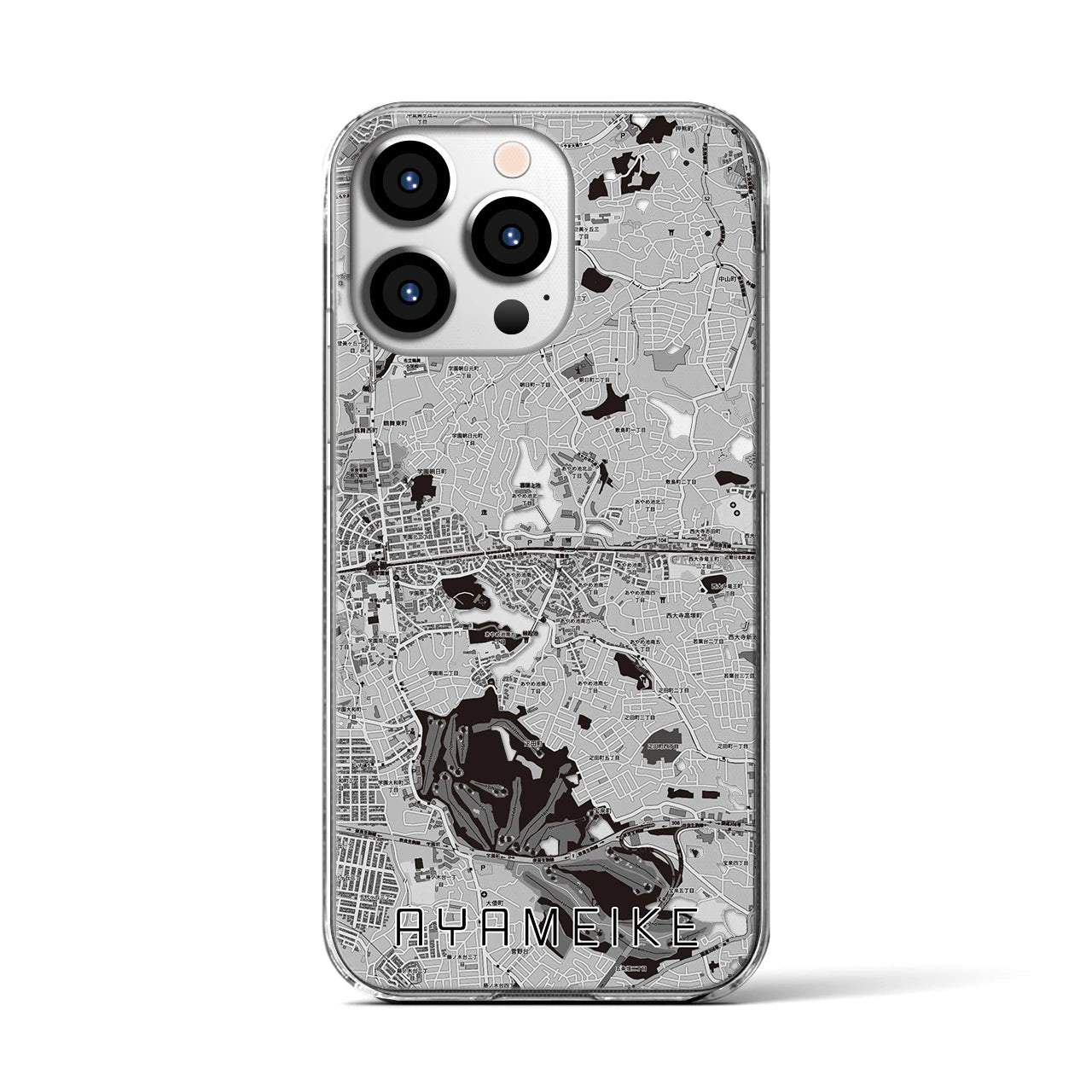 【菖蒲池(奈良県)】地図柄iPhoneケース(クリアタイプ)