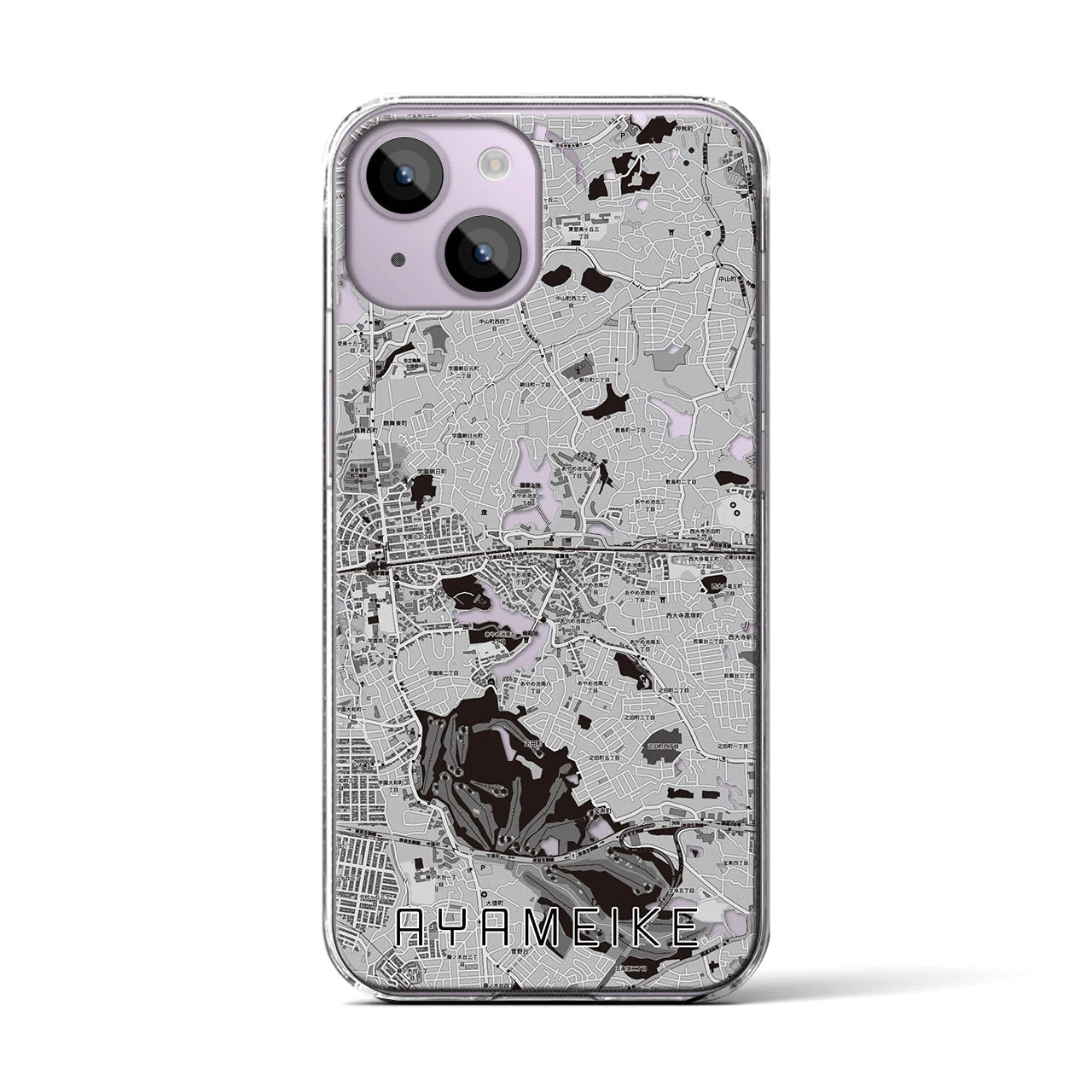 【菖蒲池(奈良県)】地図柄iPhoneケース(クリアタイプ)