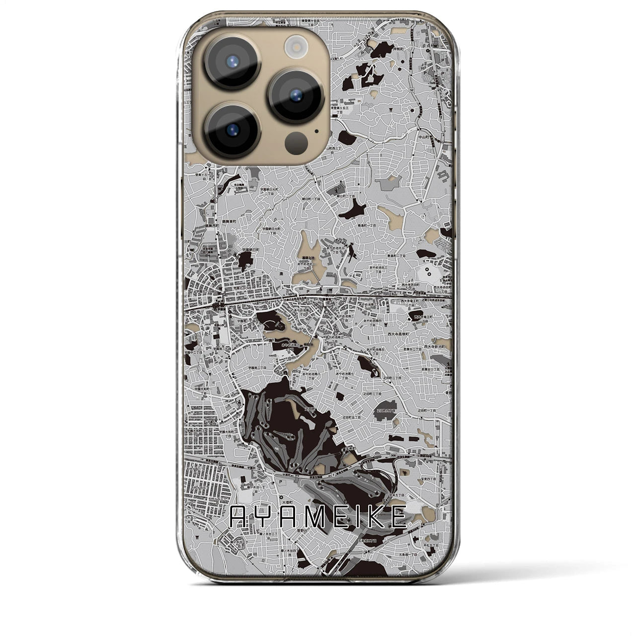 【菖蒲池(奈良県)】地図柄iPhoneケース(クリアタイプ)