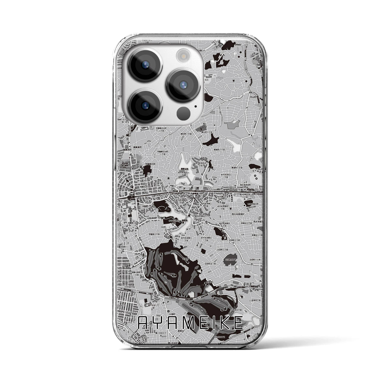 【菖蒲池(奈良県)】地図柄iPhoneケース(クリアタイプ)