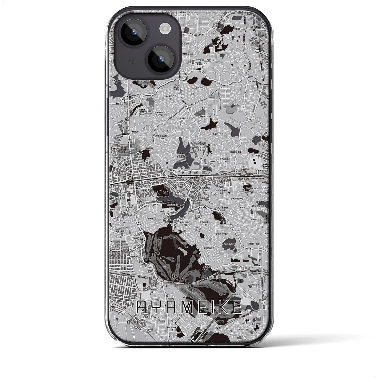 【菖蒲池(奈良県)】地図柄iPhoneケース(クリアタイプ)