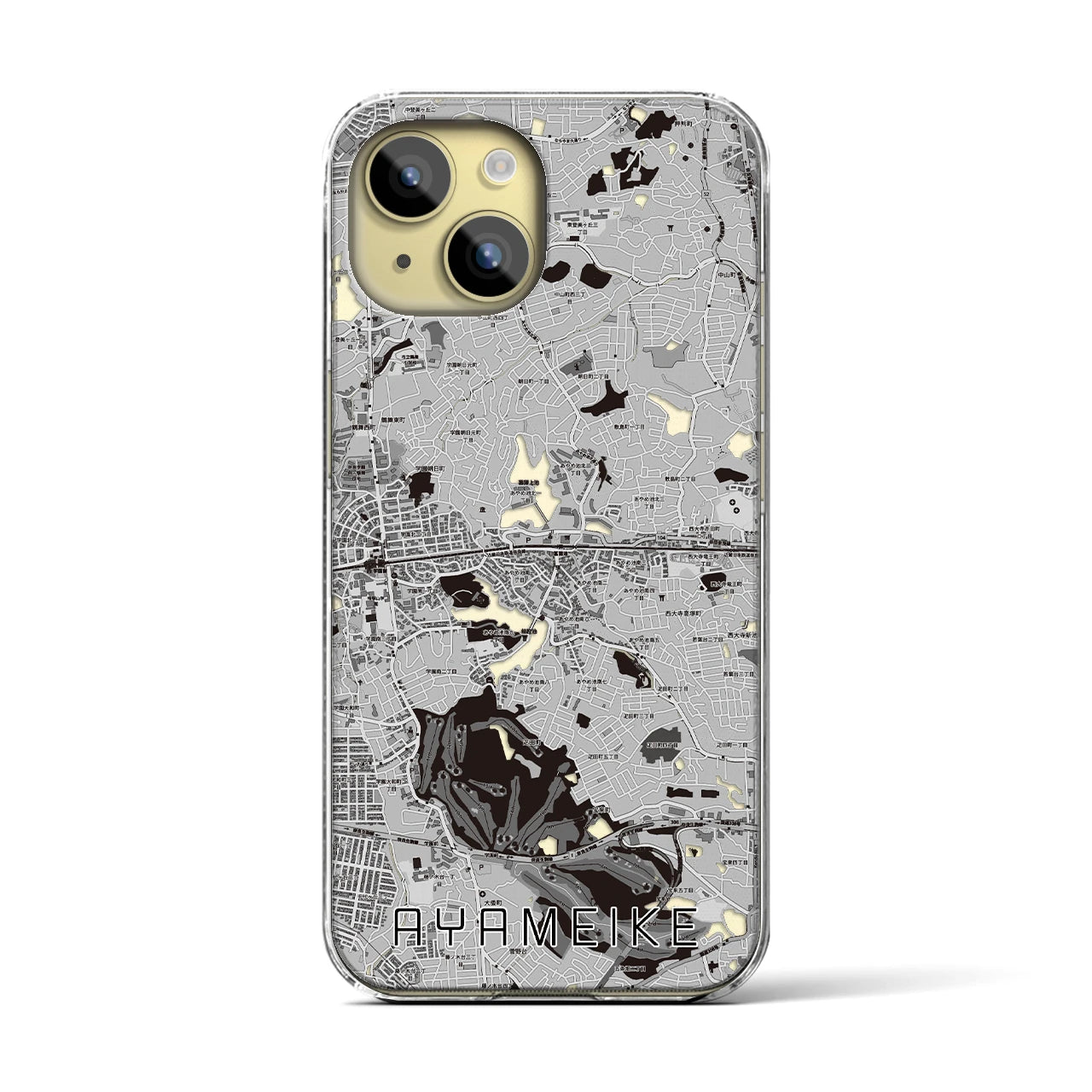 【菖蒲池(奈良県)】地図柄iPhoneケース(クリアタイプ)