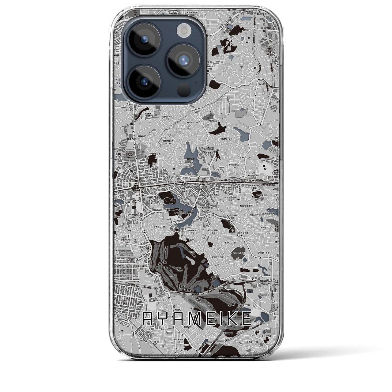 【菖蒲池(奈良県)】地図柄iPhoneケース(クリアタイプ)