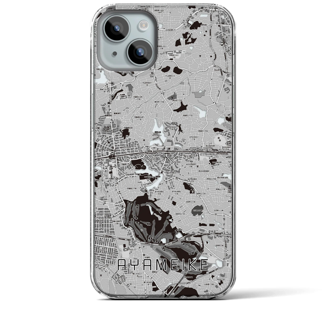 【菖蒲池(奈良県)】地図柄iPhoneケース(クリアタイプ)