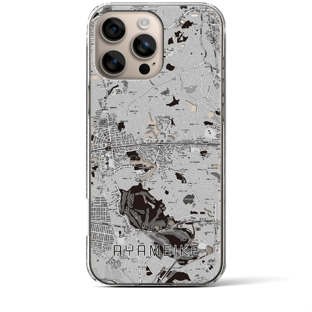 【菖蒲池(奈良県)】地図柄iPhoneケース(クリアタイプ)