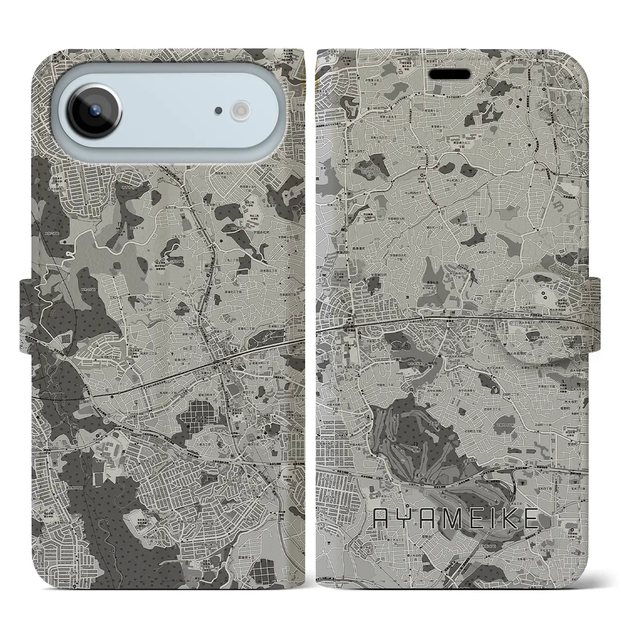 【菖蒲池(奈良県)】地図柄iPhoneケース(手帳タイプ)