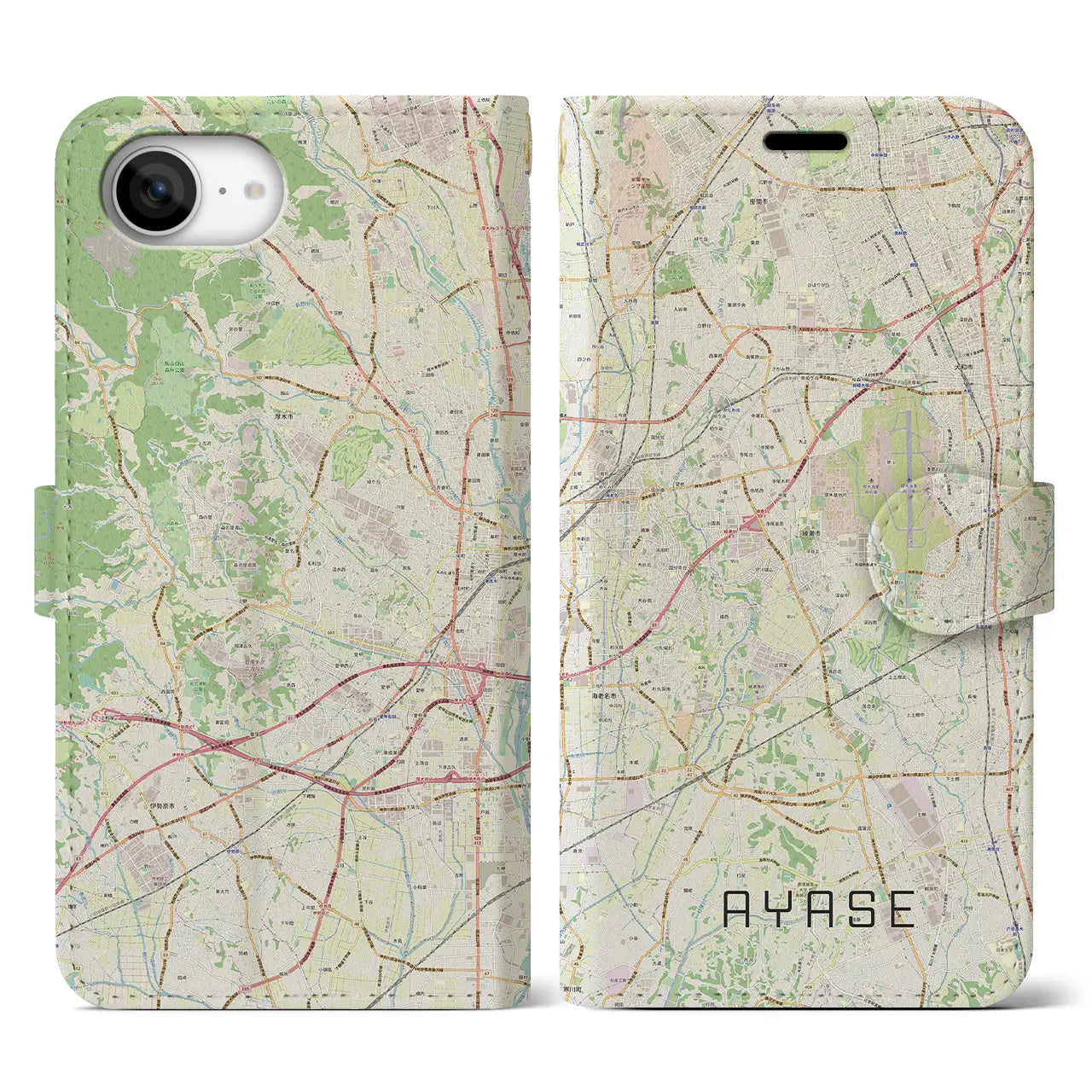 【綾瀬(神奈川県)】地図柄iPhoneケース(手帳タイプ)