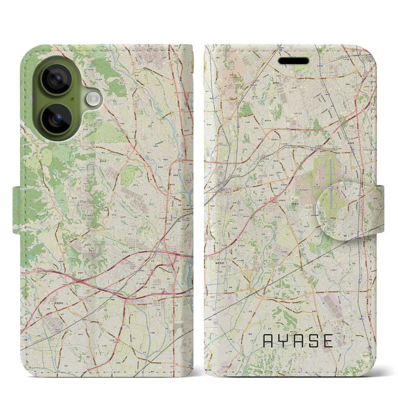 【綾瀬(神奈川県)】地図柄iPhoneケース(手帳タイプ)