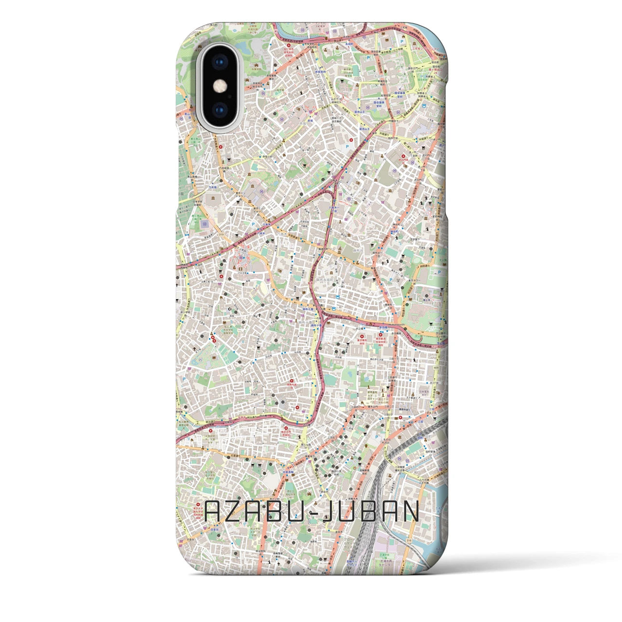 【麻布十番(東京都)】地図柄iPhoneケース(バックカバータイプ)