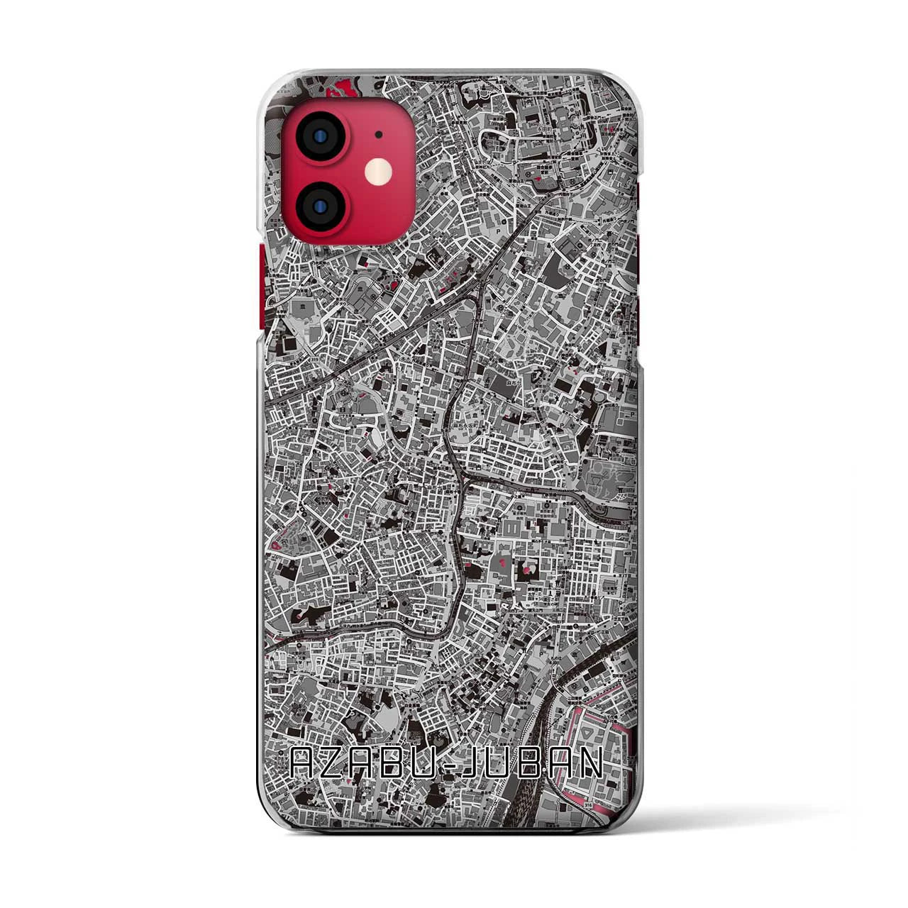 【麻布十番(東京都)】地図柄iPhoneケース(クリアタイプ)モノトーン・iPhone 11 用