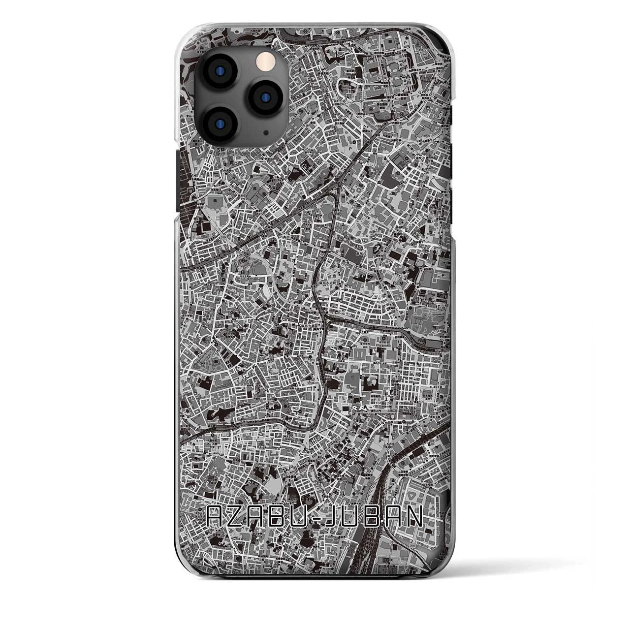 【麻布十番(東京都)】地図柄iPhoneケース(クリアタイプ)モノトーン・iPhone 11 Pro Max 用