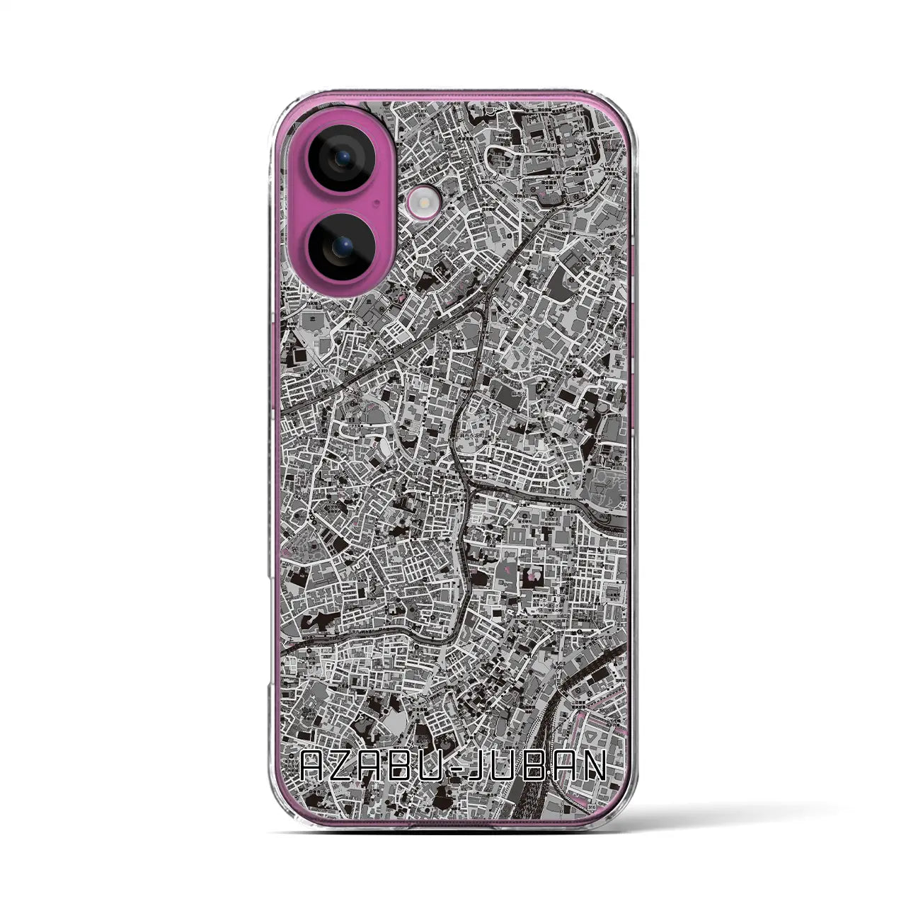 【麻布十番(東京都)】地図柄iPhoneケース(クリアタイプ)モノトーン・iPhone 16 Pro 用