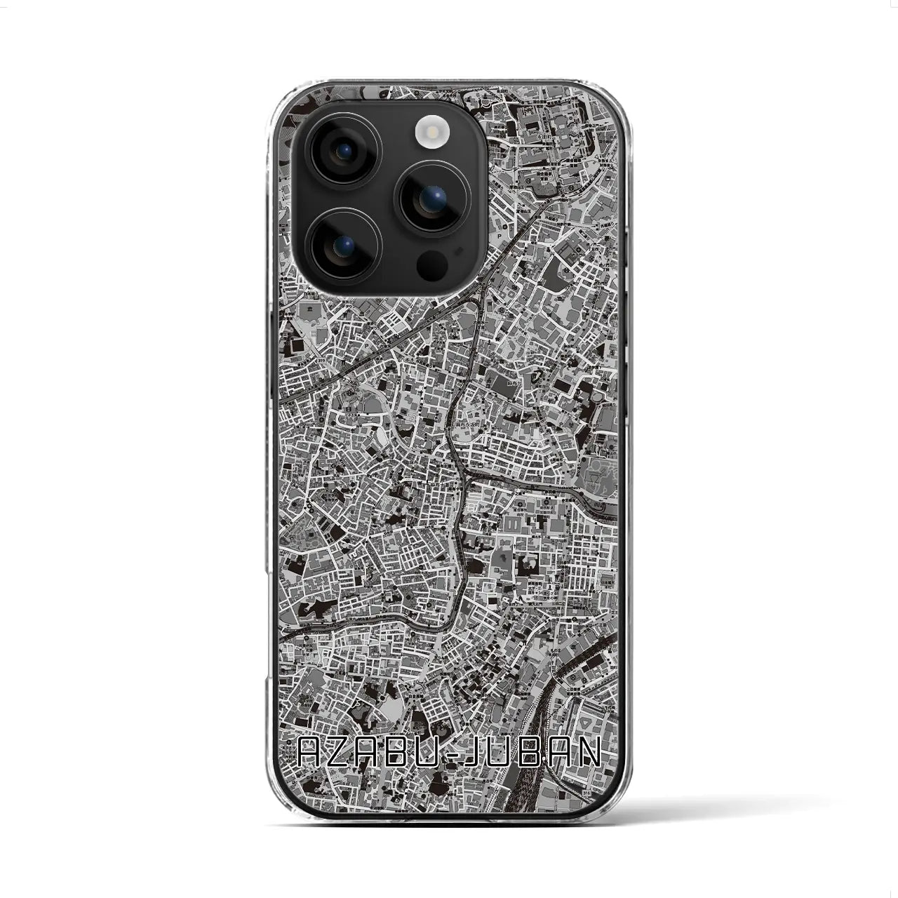 【麻布十番(東京都)】地図柄iPhoneケース(クリアタイプ)モノトーン・iPhone 16 用