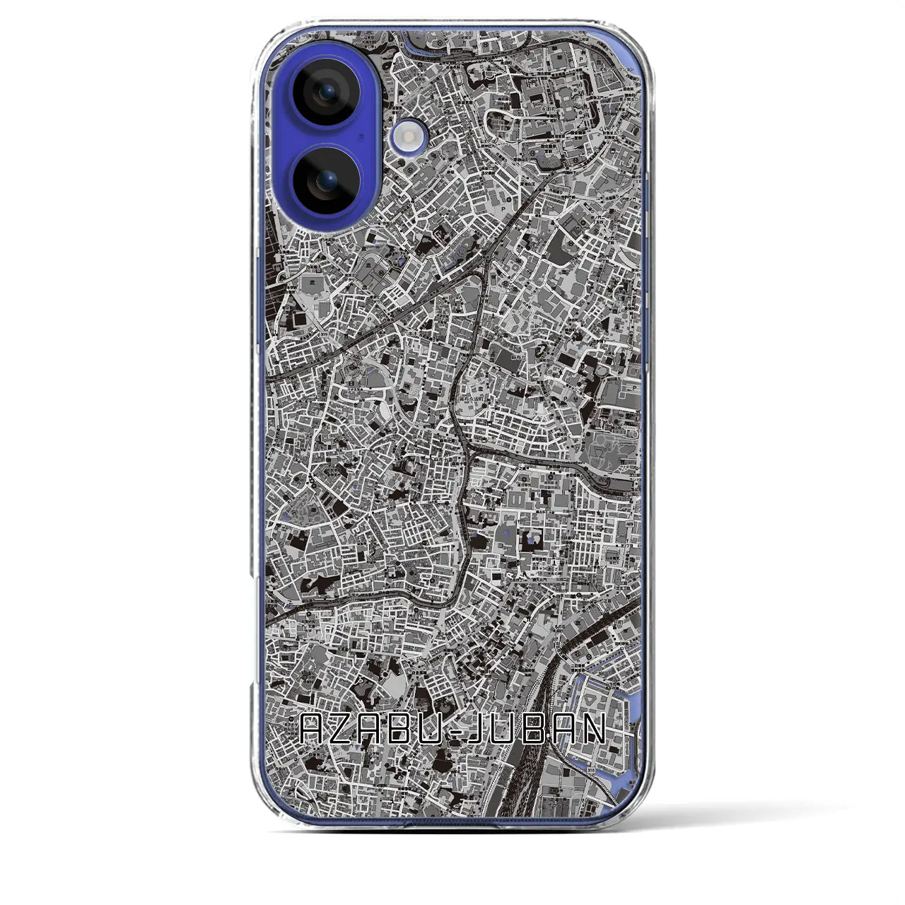 【麻布十番(東京都)】地図柄iPhoneケース(クリアタイプ)モノトーン・iPhone 16 Pro Max 用