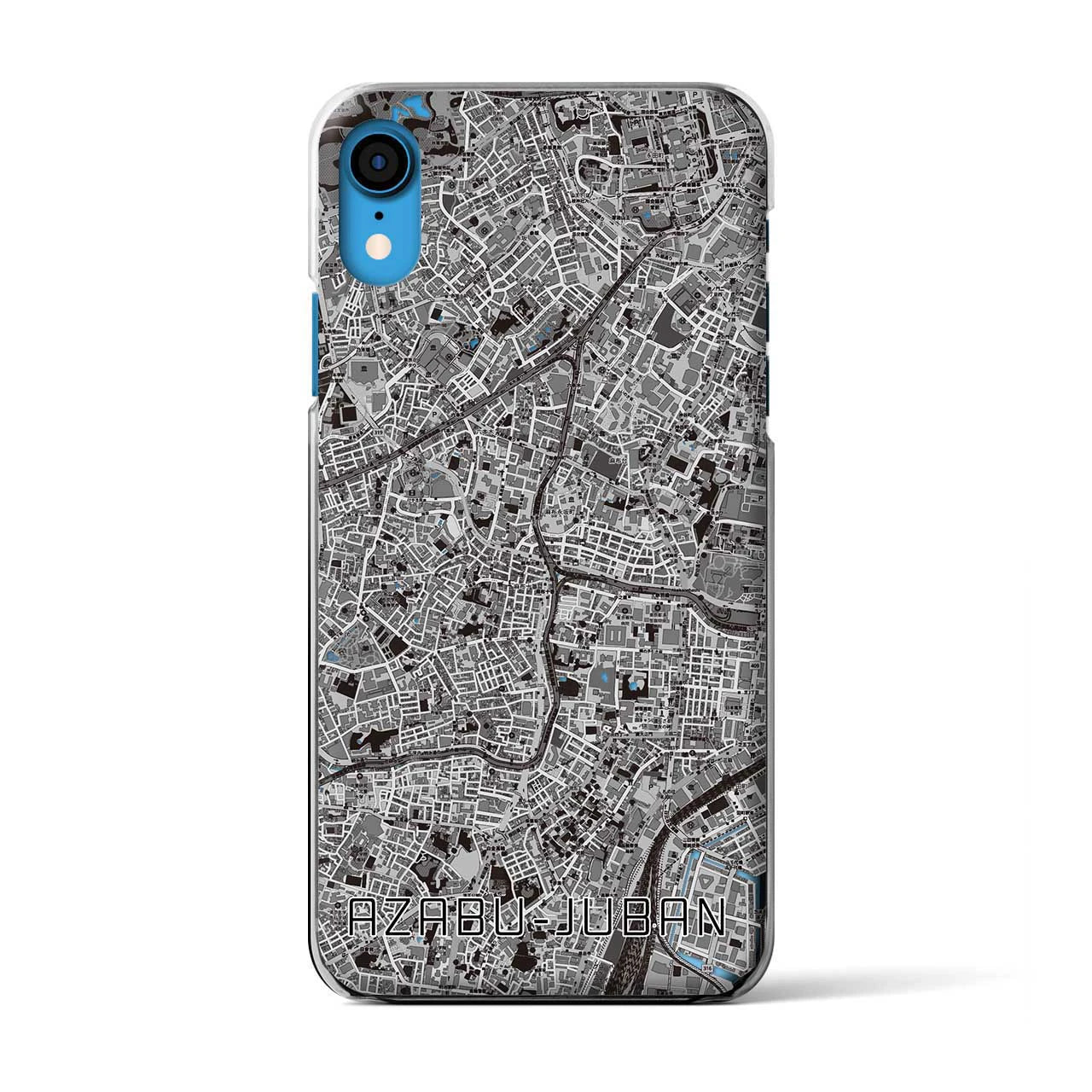 【麻布十番(東京都)】地図柄iPhoneケース(クリアタイプ)モノトーン・iPhone XR 用