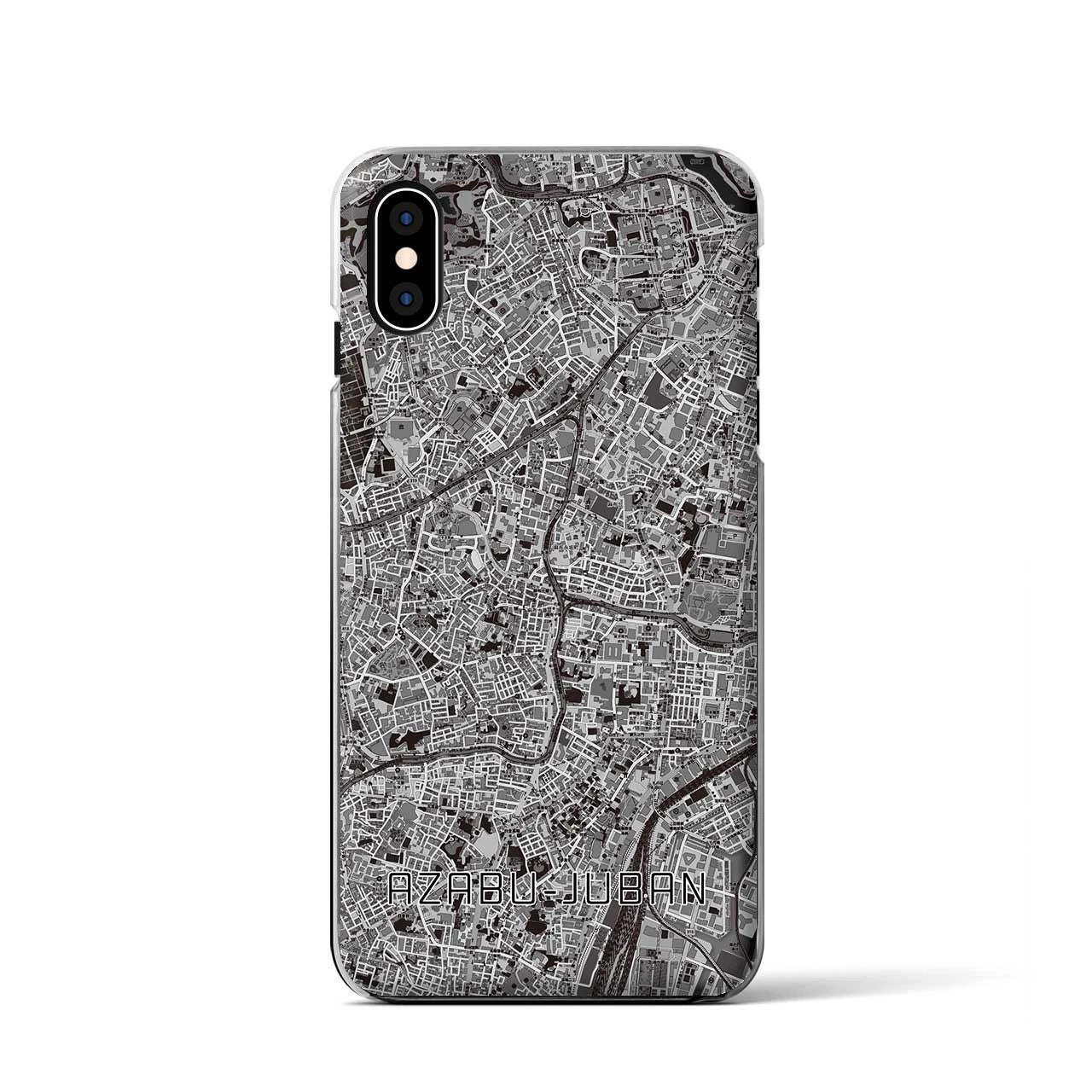【麻布十番(東京都)】地図柄iPhoneケース(クリアタイプ)モノトーン・iPhone XS / X 用