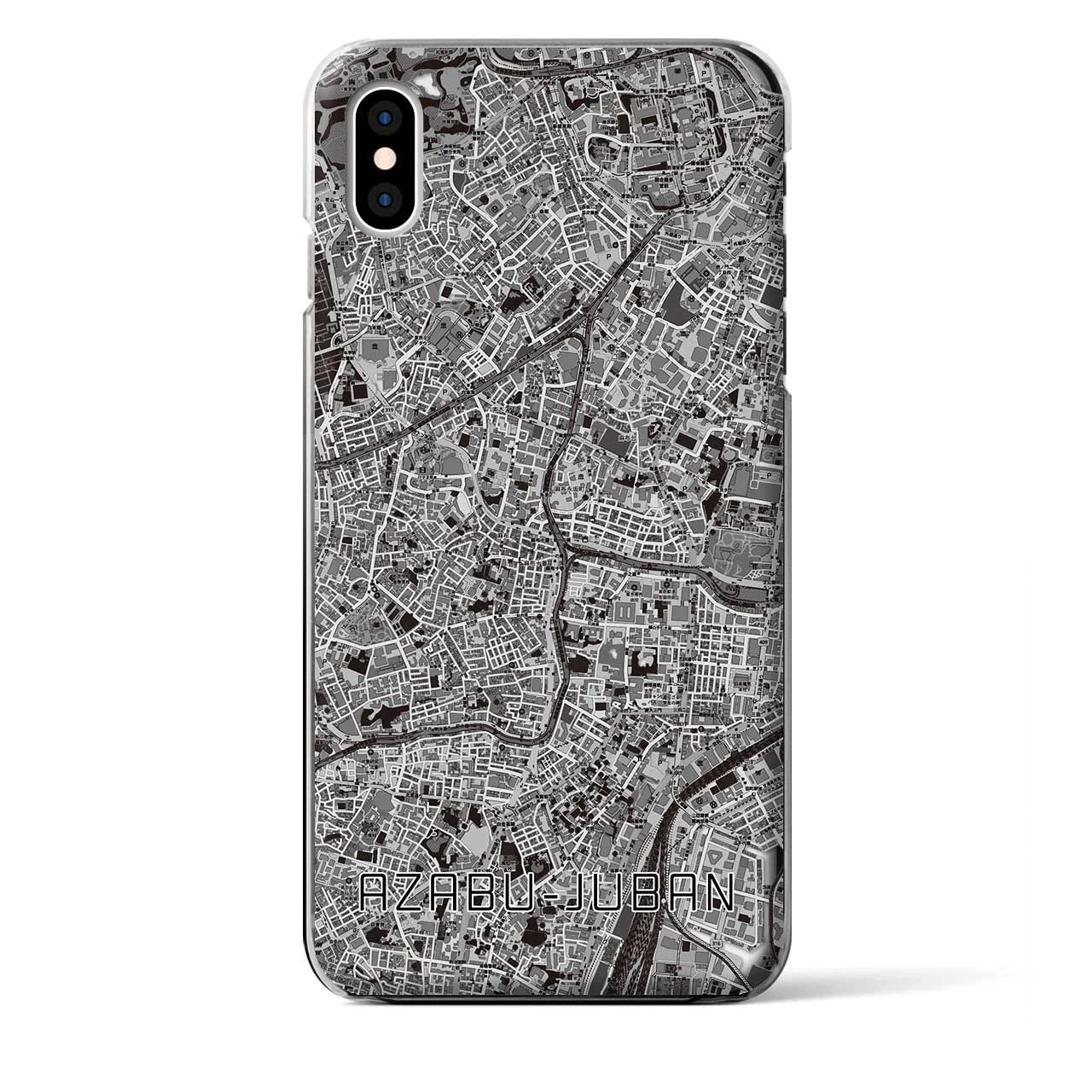 【麻布十番(東京都)】地図柄iPhoneケース(クリアタイプ)モノトーン・iPhone XS Max 用
