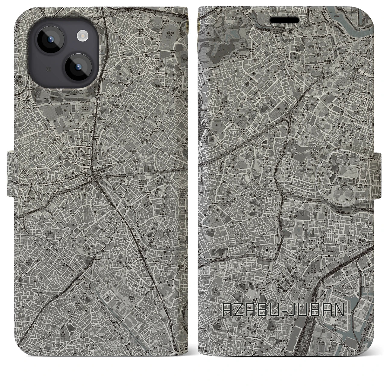 【麻布十番(東京都)】地図柄iPhoneケース(手帳タイプ)