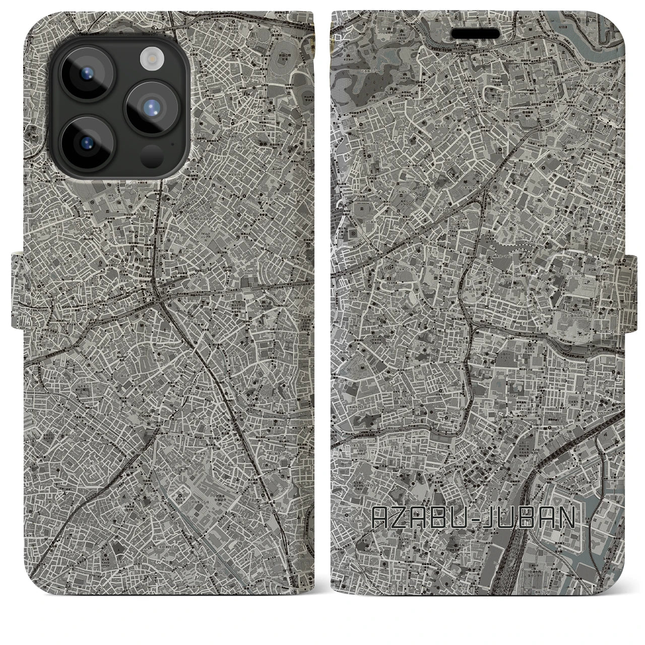 【麻布十番(東京都)】地図柄iPhoneケース(手帳タイプ)