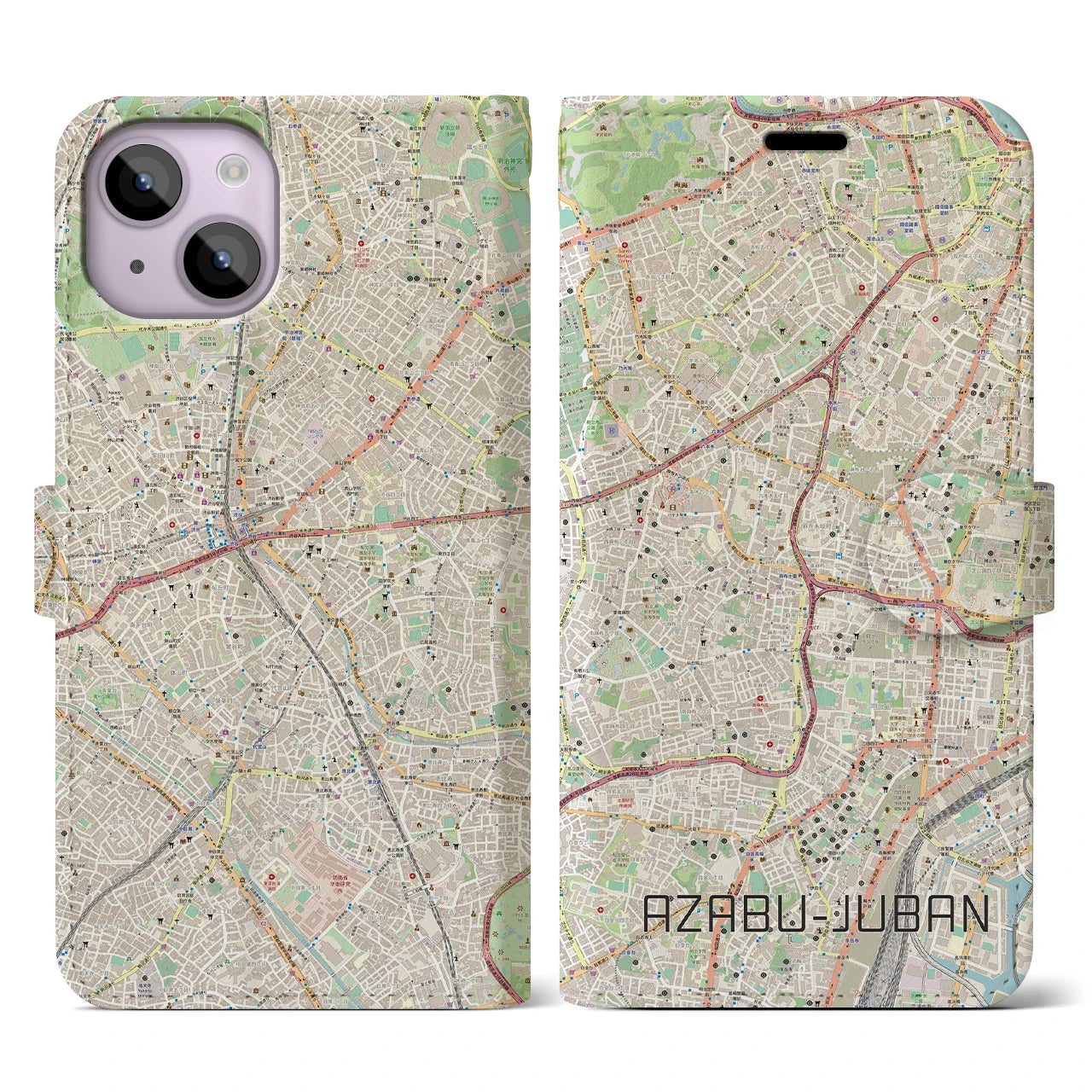 【麻布十番(東京都)】地図柄iPhoneケース(手帳タイプ)