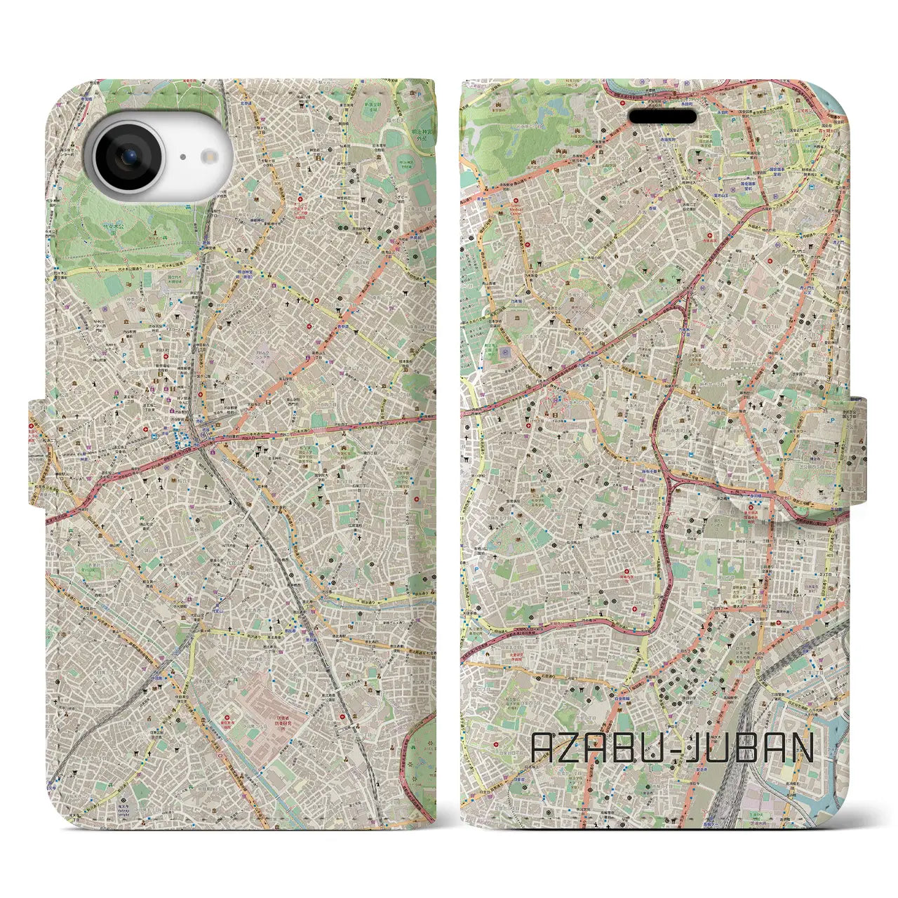 【麻布十番(東京都)】地図柄iPhoneケース(手帳タイプ)