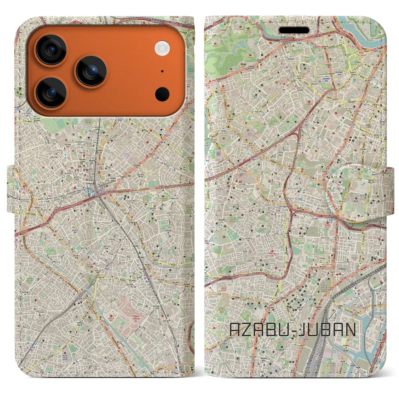 【麻布十番(東京都)】地図柄iPhoneケース(手帳タイプ)