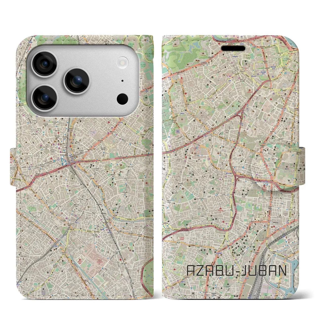 【麻布十番(東京都)】地図柄iPhoneケース(手帳タイプ)