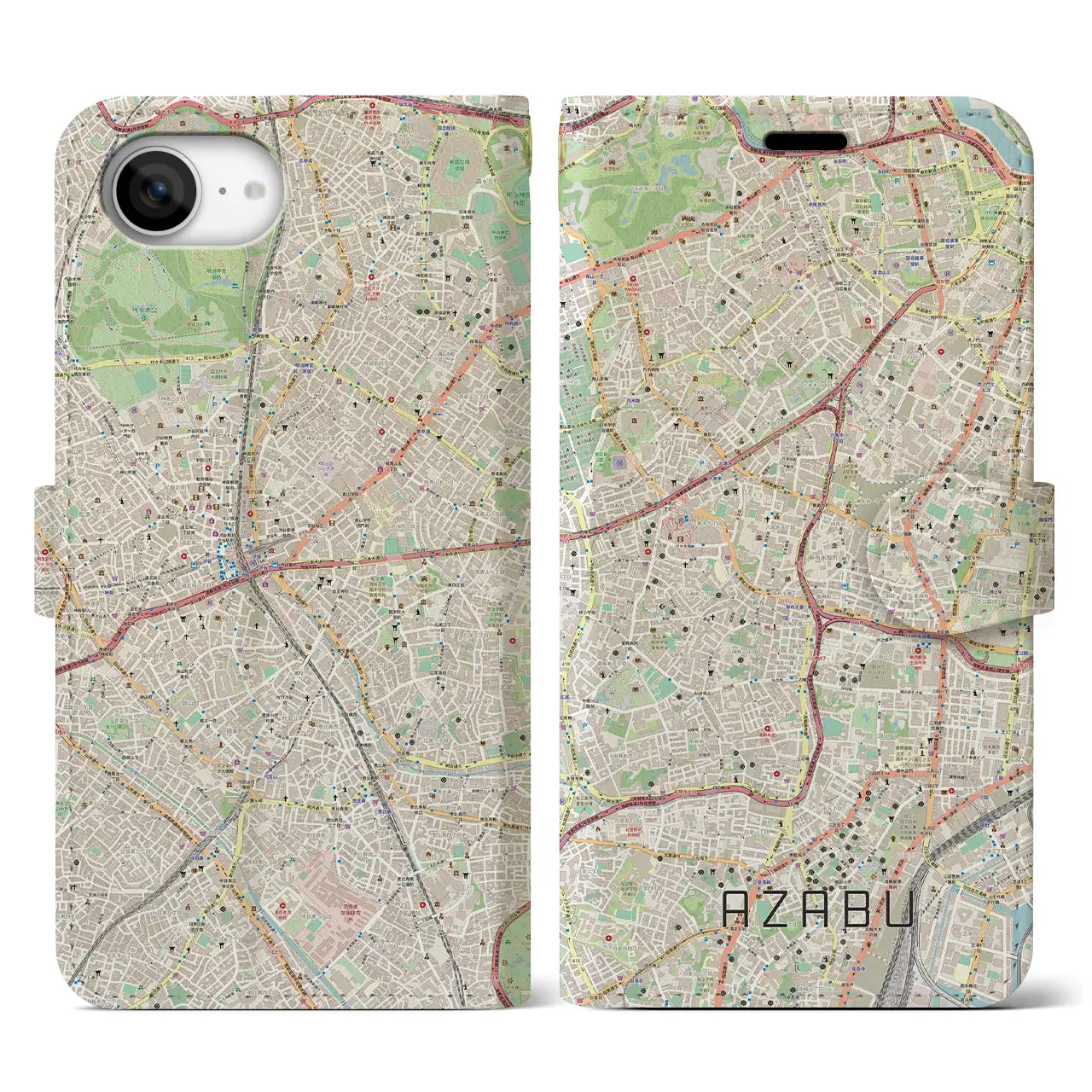 【麻布(東京都)】地図柄iPhoneケース(手帳タイプ)