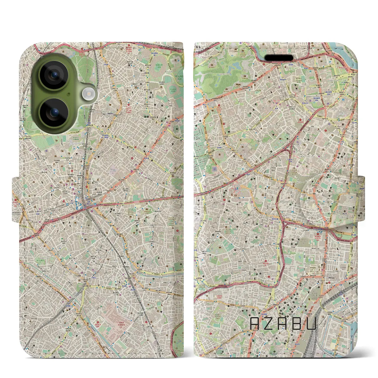 【麻布(東京都)】地図柄iPhoneケース(手帳タイプ)