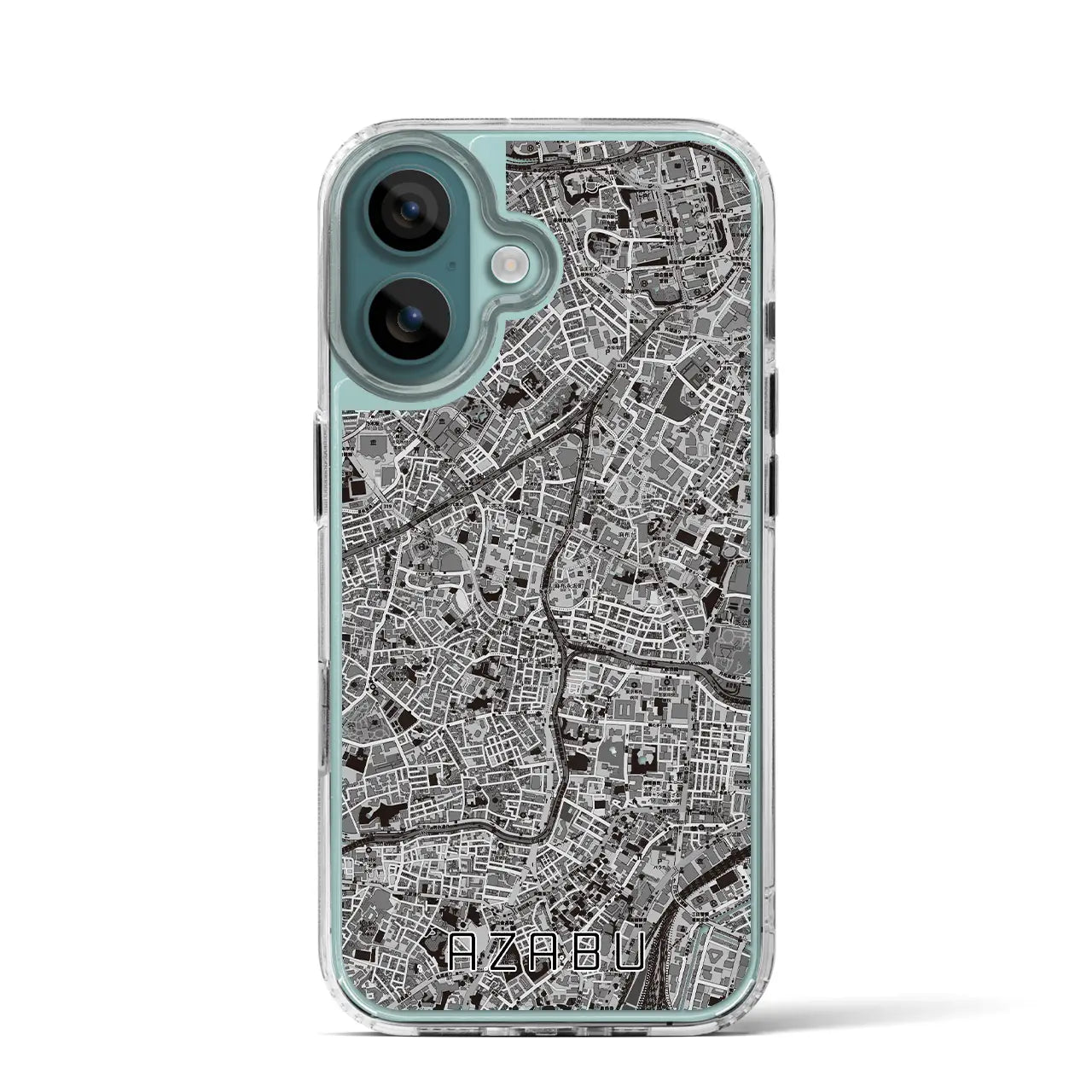 【麻布(東京都)】地図柄iPhoneケース(MagSafeタイプ)モノトーン・iPhone 16 Pro 用