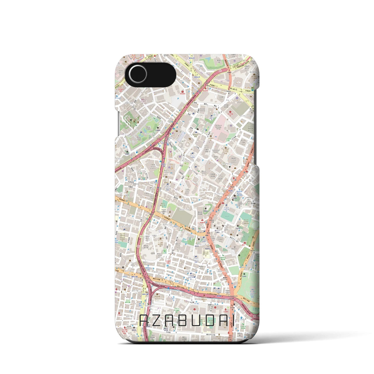 【麻布台(東京都)】地図柄iPhoneケース(バックカバータイプ)