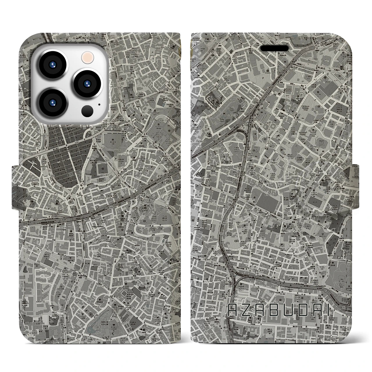 【麻布台(東京都)】地図柄iPhoneケース(手帳タイプ)