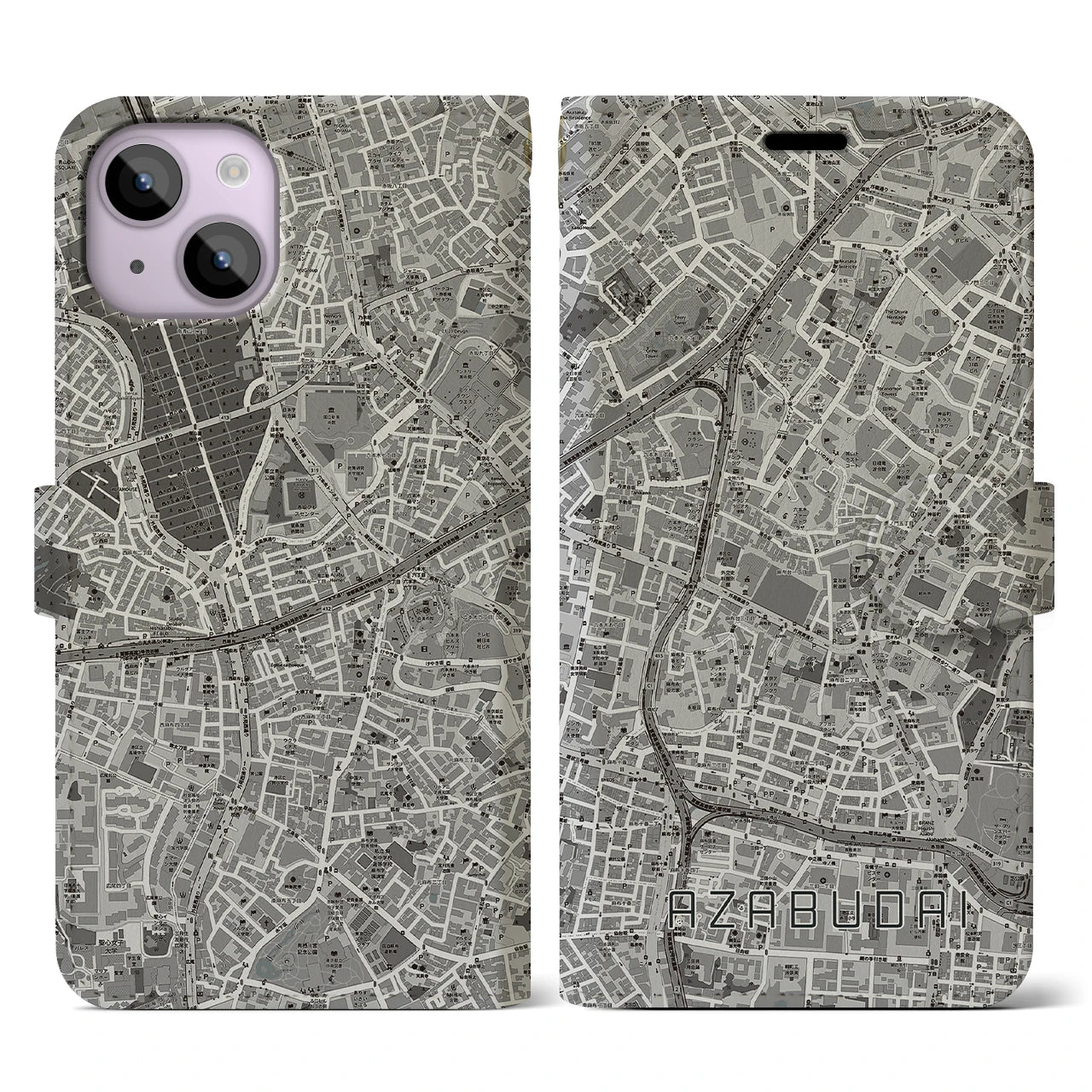 【麻布台(東京都)】地図柄iPhoneケース(手帳タイプ)