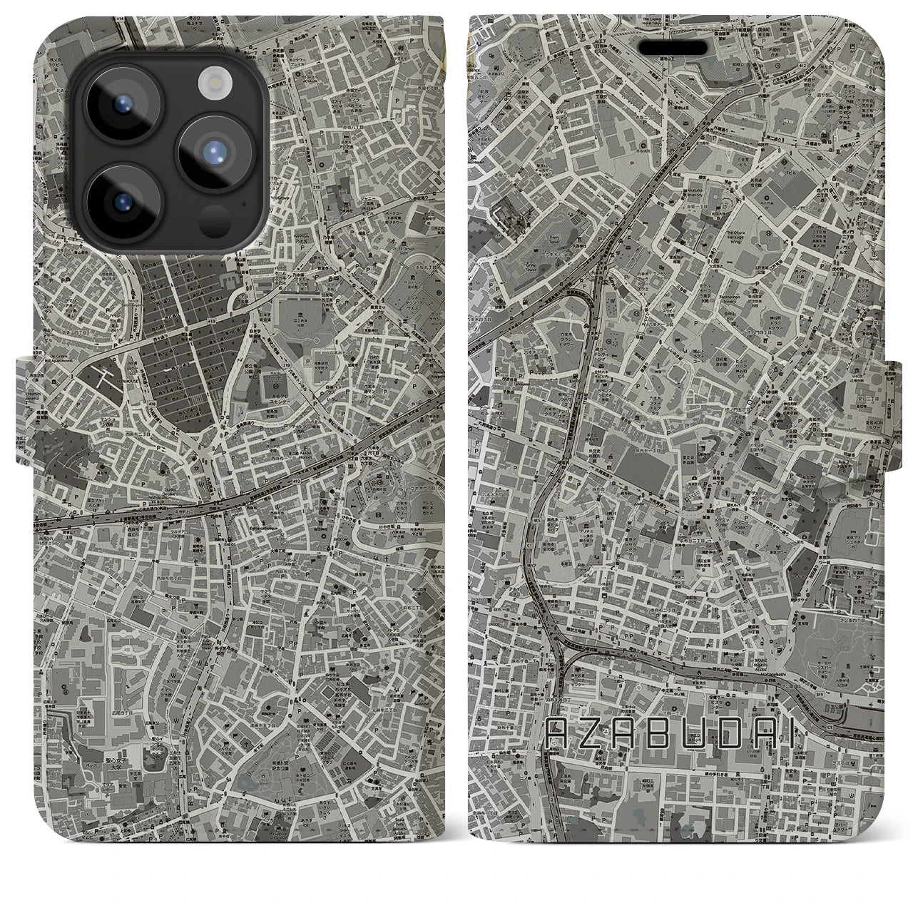 【麻布台(東京都)】地図柄iPhoneケース(手帳タイプ)