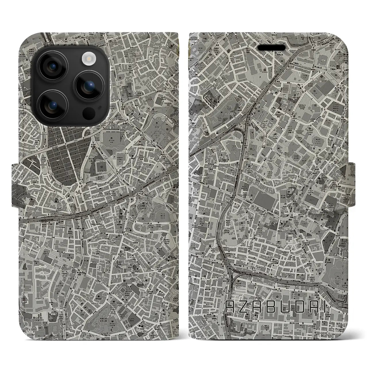 【麻布台(東京都)】地図柄iPhoneケース(手帳タイプ)