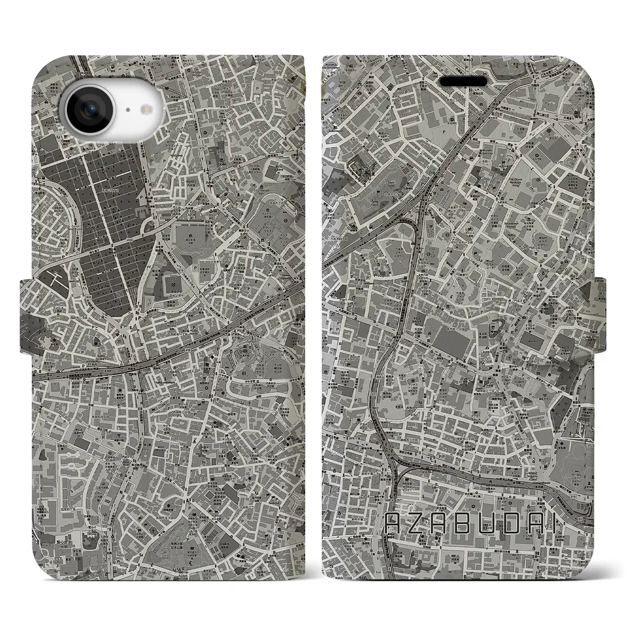 【麻布台(東京都)】地図柄iPhoneケース(手帳タイプ)