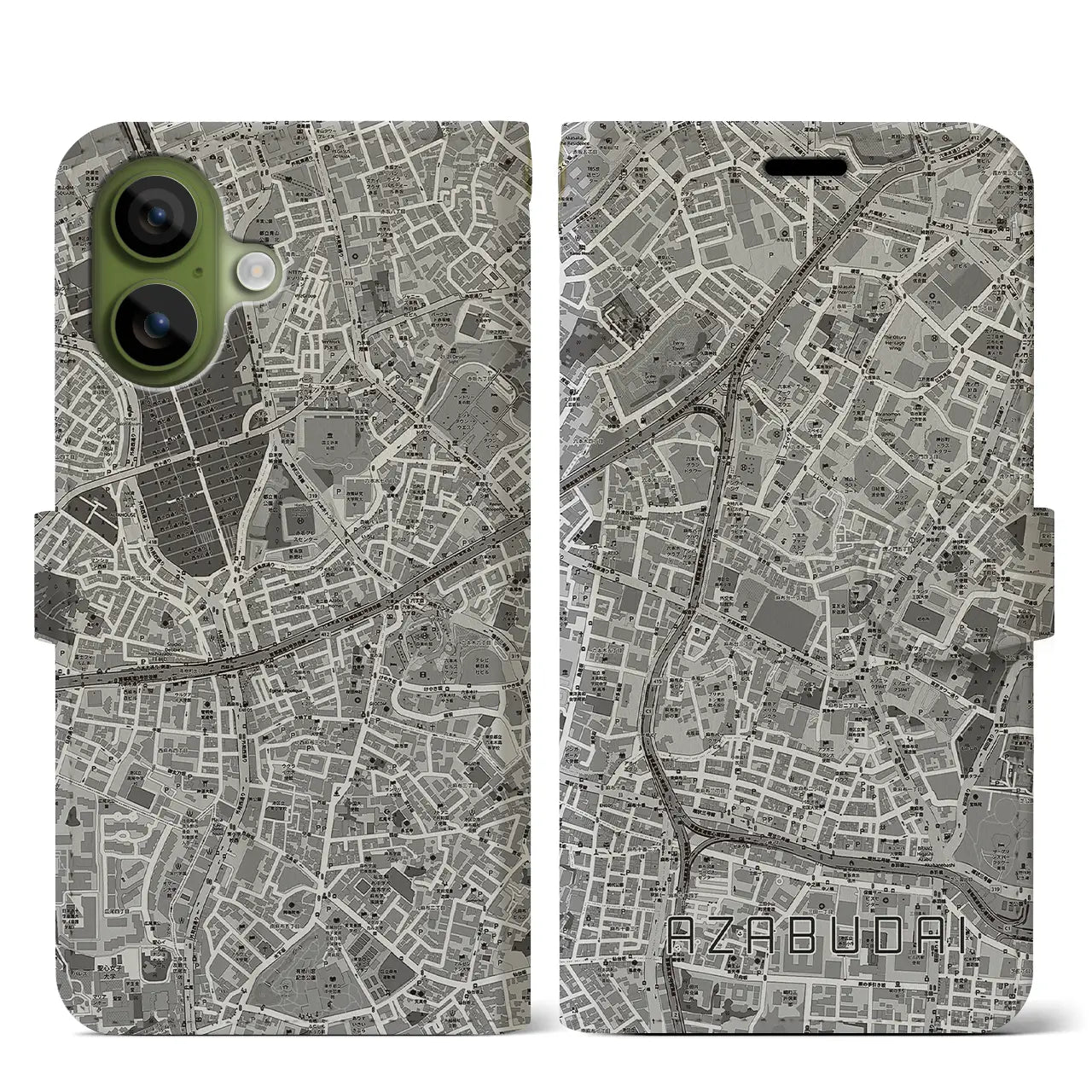 【麻布台(東京都)】地図柄iPhoneケース(手帳タイプ)