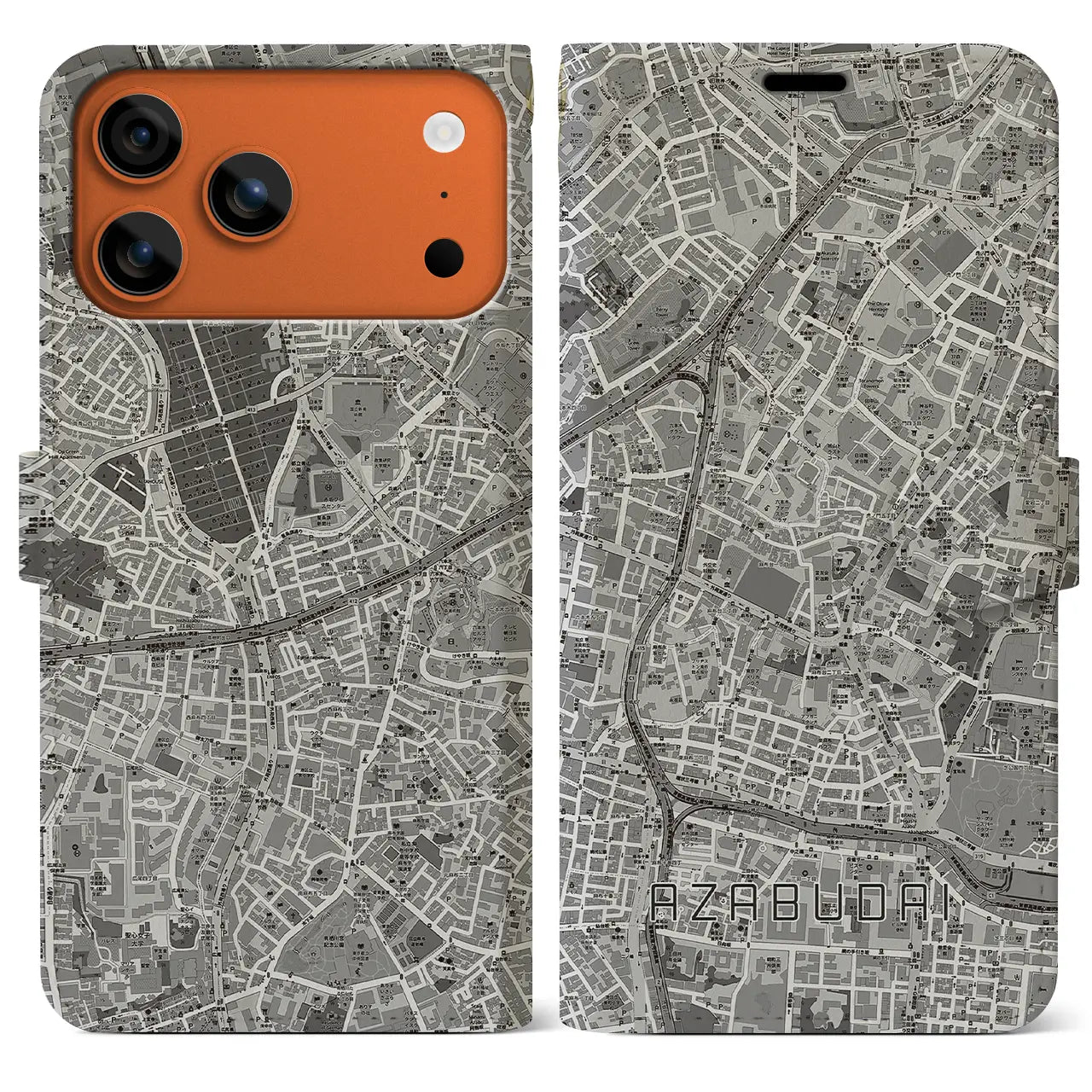 【麻布台(東京都)】地図柄iPhoneケース(手帳タイプ)