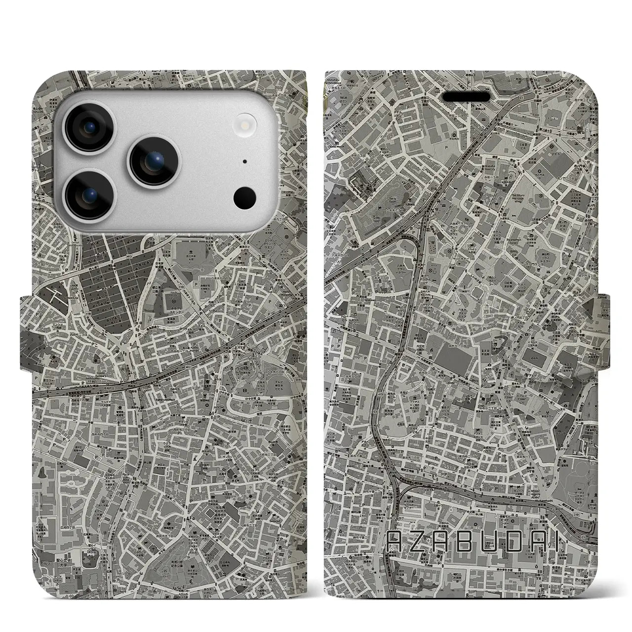 【麻布台(東京都)】地図柄iPhoneケース(手帳タイプ)