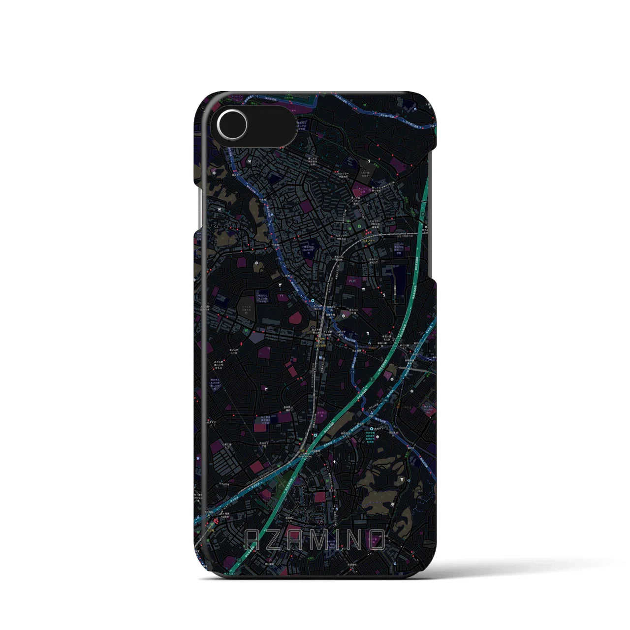 【あざみ野(神奈川県)】地図柄iPhoneケース(バックカバータイプ)