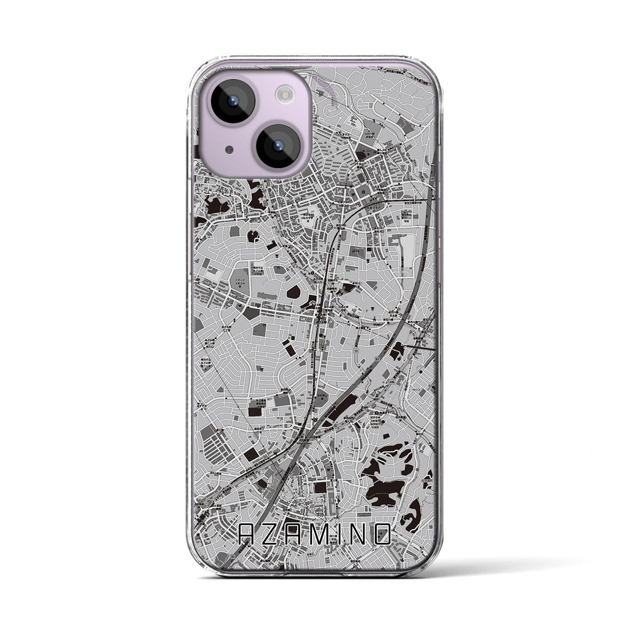 【あざみ野(神奈川県)】地図柄iPhoneケース(クリアタイプ)